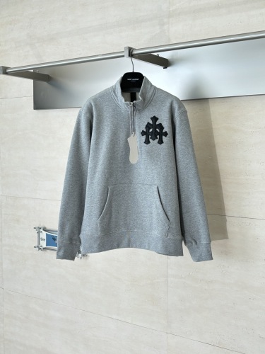 Chrome Hearts Scroll Script Cross Faux-Leather Cross Half-Zip Hoodie