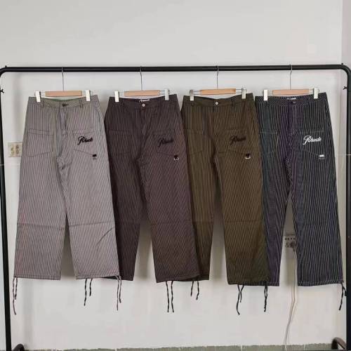 RHUDE Classic Striped Cargo Pants with Embroidered Letter Logo