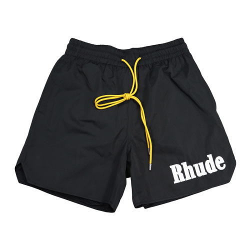RHUDE Solid Color Embroidered Logo Letter Shorts