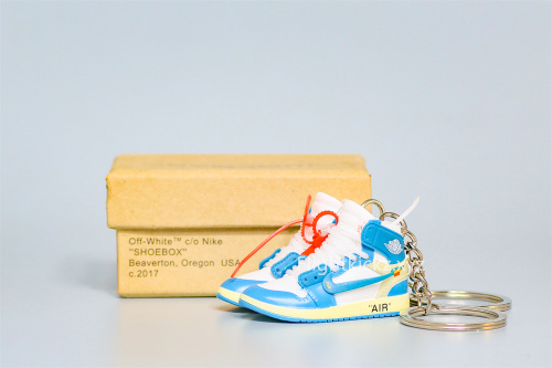 Mini SneakerOff White X Air Jordan 1 UNC NRG 3D keychain