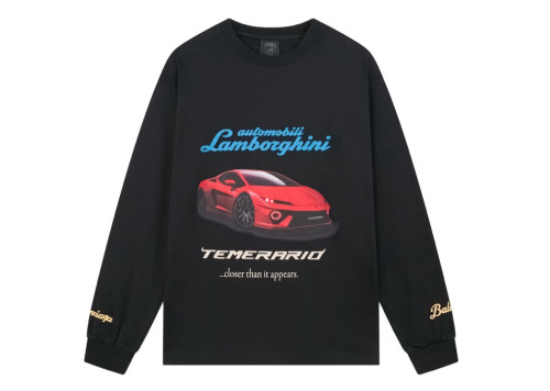 Balanciag@  Lamborghini  Long Sleeves Tee 2025