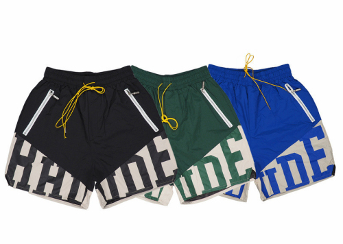 RHUDE Drawstring Elastic Casual Shorts – Unisex Color-Block High-Street Beach Sports Shorts